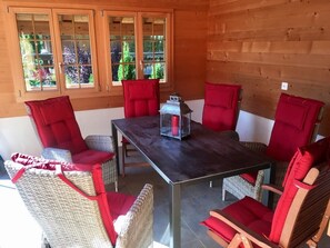 large table on the patio 