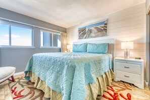 Soft linens, coastal décor, and a restful retreat.