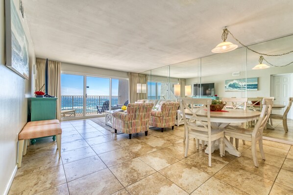 Spacious beachfront living with panoramic Gulf views.
