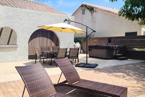 House Exterior | Private Pool & Hot Tub | Single-Story Home