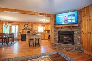 Smart TV and gas fireplace...