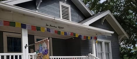 Front Porch has sliding gates at the stairs and the ramp that can be closed off