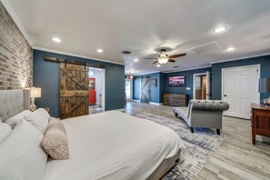 Primary suite with King bed and full bath.