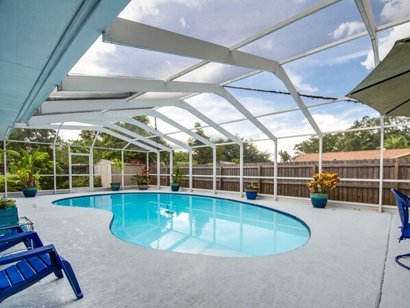 Spacious pool that's heated to 83 degrees in winter months. 