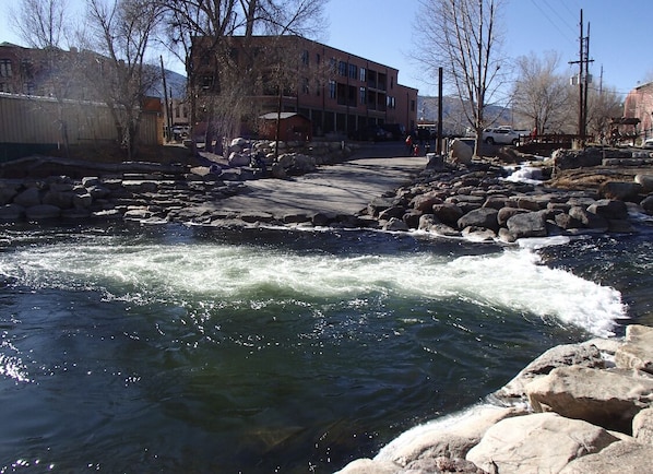 *You are here
The condo from across the Arkansas river.  2 balconies