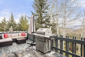 Settle down with a good book on the inviting patio furniture or grill up a great dinner on the new gas grill.
