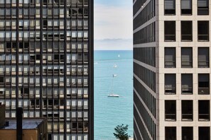 Lake and beach views from your window. Watch the boats go by all day!