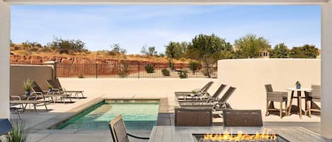 Patio With Private Pool Tables Chairs