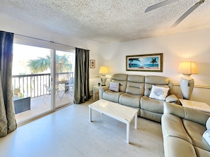 Living Room - Balcony Access, Ocean Views, Two Sleeper Sofas + TV