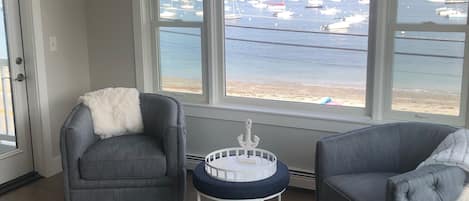 Swivel chairs to look over Narragansett Bay
