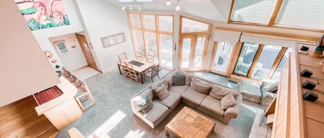 Vaulted ceilings in this condo gives it a warm feeling