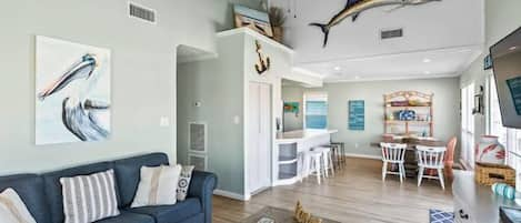 Bright beachy living room area!