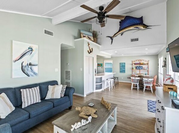 Bright beachy living room area!