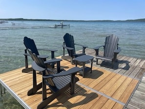 OVERALL: The fun Adirondack chairs that are out on the end of the dock!