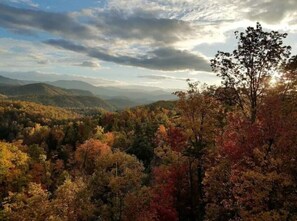 Fall colors in the Smokies seen from the deck.