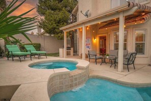Sparkling swimming pool ready for you to take a dip after a day (or night) out on the strip.
