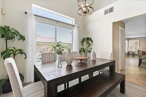 Enjoy your sumptuous homecooked meal in this cozy dining area!
