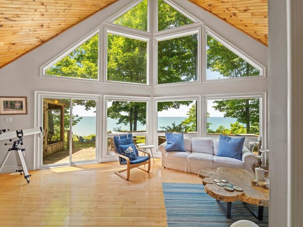 Enjoy the views with large windows and sweeping deck
