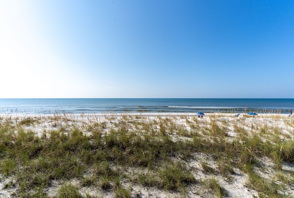 View from your balcony!  Is there better?  Come enjoy our sugar white sands.