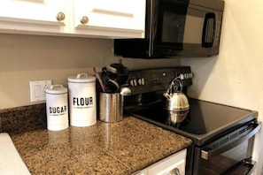 The kitchen has pantry basics available for your use.