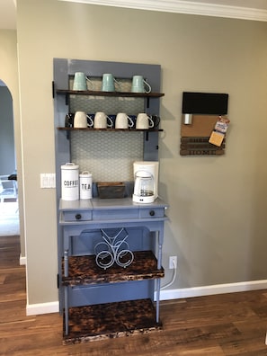 This coffee bar holds the essentials for your morning routine.
