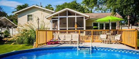 Take a dip in the above ground pool