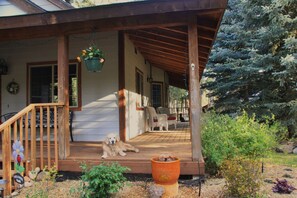 Side of house with covered porch