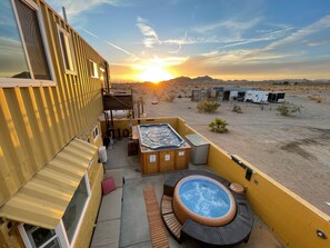 sunset view over pool patio
