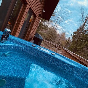 Relax in the hot tub on the deck then dry up in our sauna.