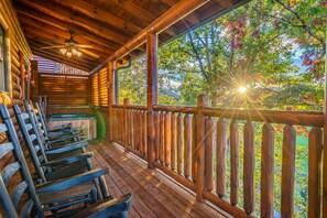 Private balcony (1 of 2) with hot tub and mountain views and sunset facing views