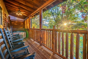 Private balcony (1 of 2) with hot tub and mountain views and sunset facing views