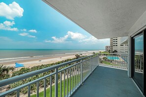 The large, 3rd floor balcony overlooks New Smyrna Beach
