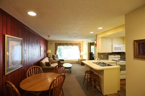 Open Living Room with Full Kitchen in Waterville Valley Condo