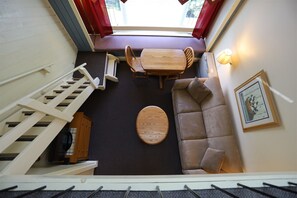 View of Living Room from Loft Bedroom in Condo at Waterville Valley
