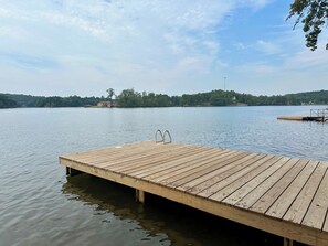 The swim dock on the main channel of the lake at the second community park.