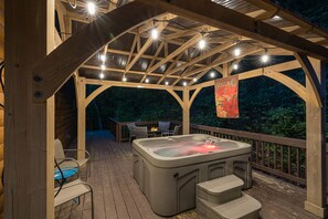 Private Hot tub on back of cabin