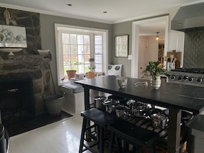 Kitchen with fireplace