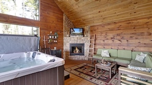SCREENED HOT TUB PORCH - GAS LOG FIREPLACE