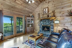 LIVING ROOM w/ ROMANTIC GAS FIREPLACE