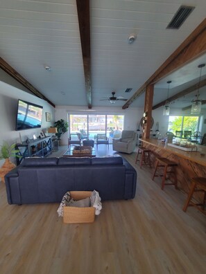 Enjoy the pool and water views from great room and dining room