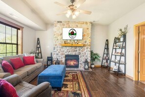 Living Room with Seasonal Fireplace, Cable, and FlatScreen TV