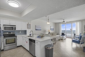 It is a JOY to prepare meals in this remodeled kitchen and your "Home Away from Home" while enjoying the Gulf views!