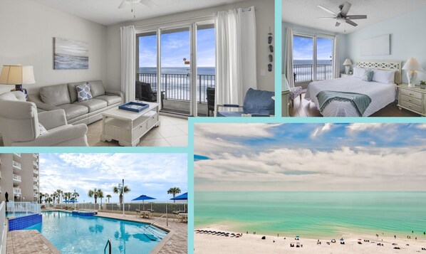 This 7th Floor 2BR/2BA condo at Majestic Sun is updated with tile flooring, a remodeled kitchen, remodeled bathrooms (walk in shower master!) - Come enjoy the Majestic Gulf & Beach Views!