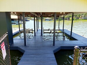 Private dock for swimming, fishing and keep your watercraft during your stay!