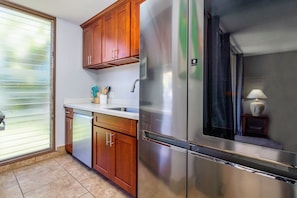 New stainless steel appliances.