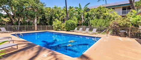 Lush greenery surrounding the Honu (turtle) pool.