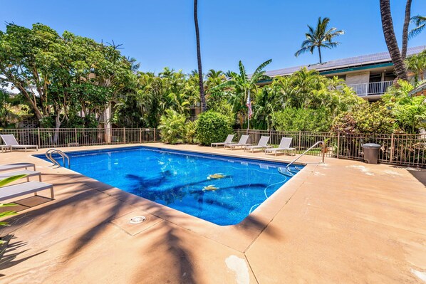 Lush greenery surrounding the Honu (turtle) pool.