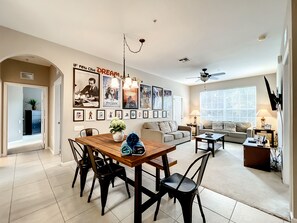 Enjoy the decorated gallery walls and the largest, completely open floor plan