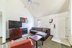 Couch folds into queen bed. Penthouse sleeps 6 total.