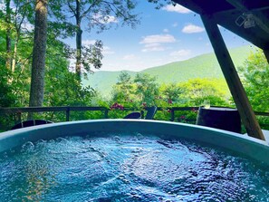 Enjoy mountain views from the hot tub